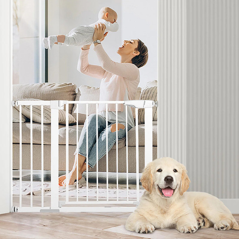 Barrière de sécurité pour animaux fixée à la pression, Blanc