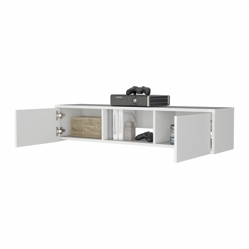 Versatile Floating TV Stand with Hidden Storage and Open Shelf