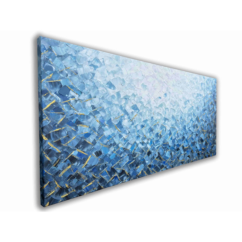 Oceanic Shimmer Abstract Canvas Art, 24" H x 48" W x 1.5" D
