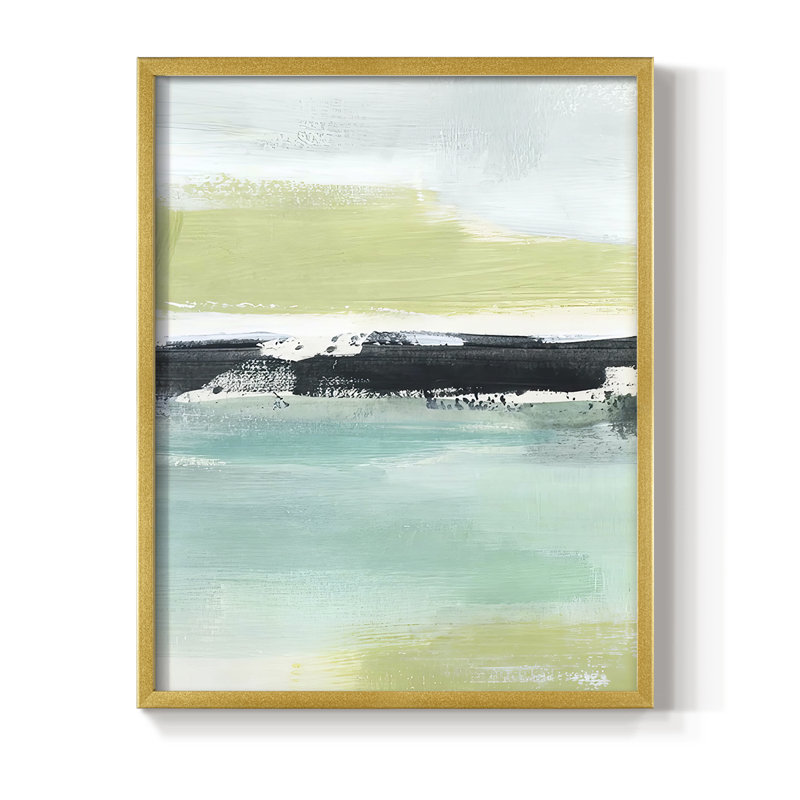 Sea Green Layers II Framed Print - Solid Wood, H 21 po x l 17 po, Doré