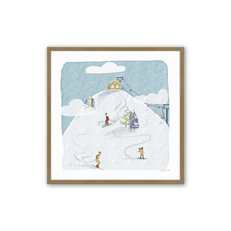Imprimé d'hiver d'hiver, Cadre simple en or brossé, bois massif, H 13,75 po x l 13,75 po