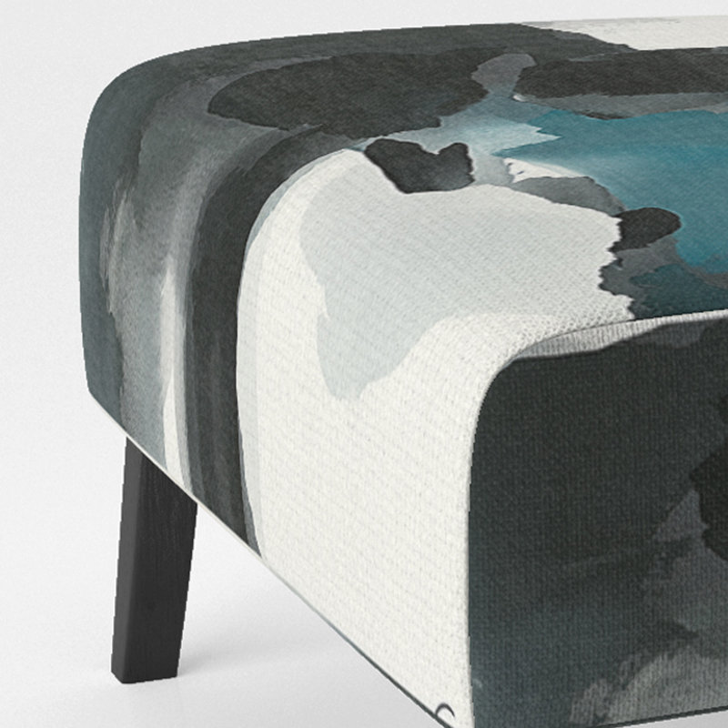 Fauteuil de chambre rembourré Geometric IV, Mélange de polyester bleu / noir / blanc