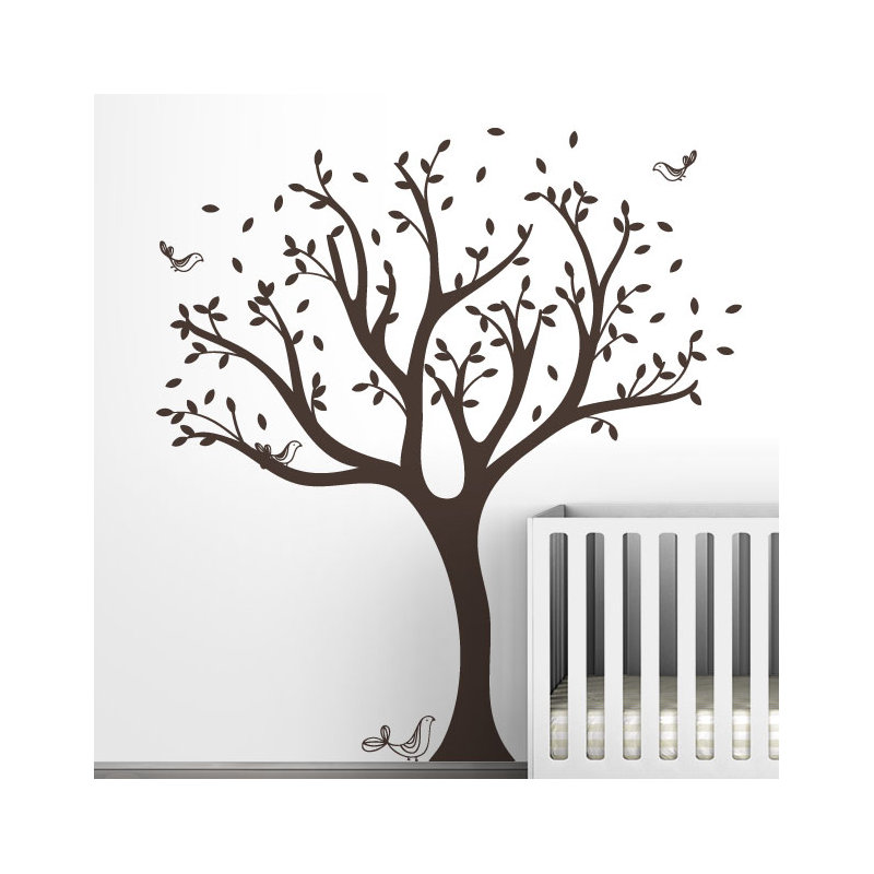 Décalcomanie murale arbre tweet, Marron foncé