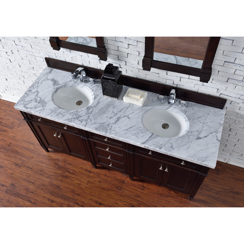 Brittany 72'' W Double Bathroom Vanity Base, Burnished Mahogany