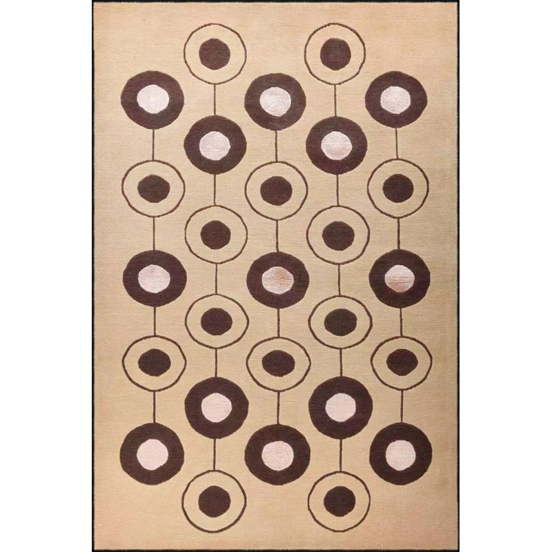 Machine Washable Straw Toned Round Black Pattern Decorative Woven Base Rug, Rectangle 4'7" x 6'7" Rug Pad Included