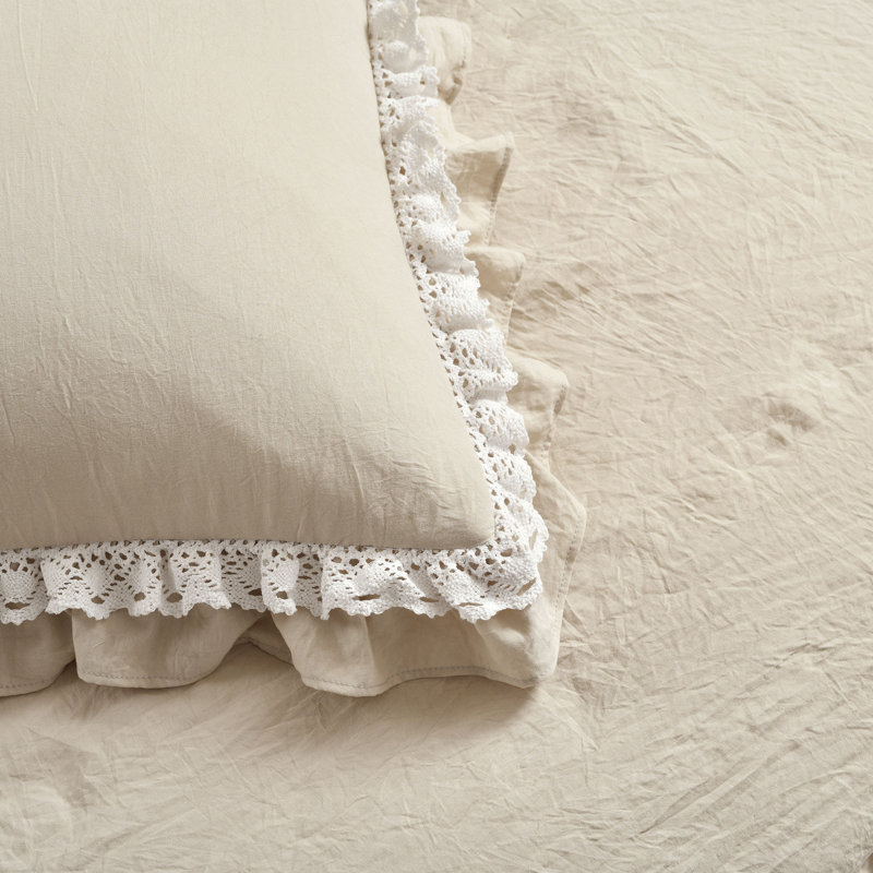 Ensemble de couvre-lit 3 pièces Shabby Elegance, Couvre-lit de très grande taille et 2 taies déco, Neutre