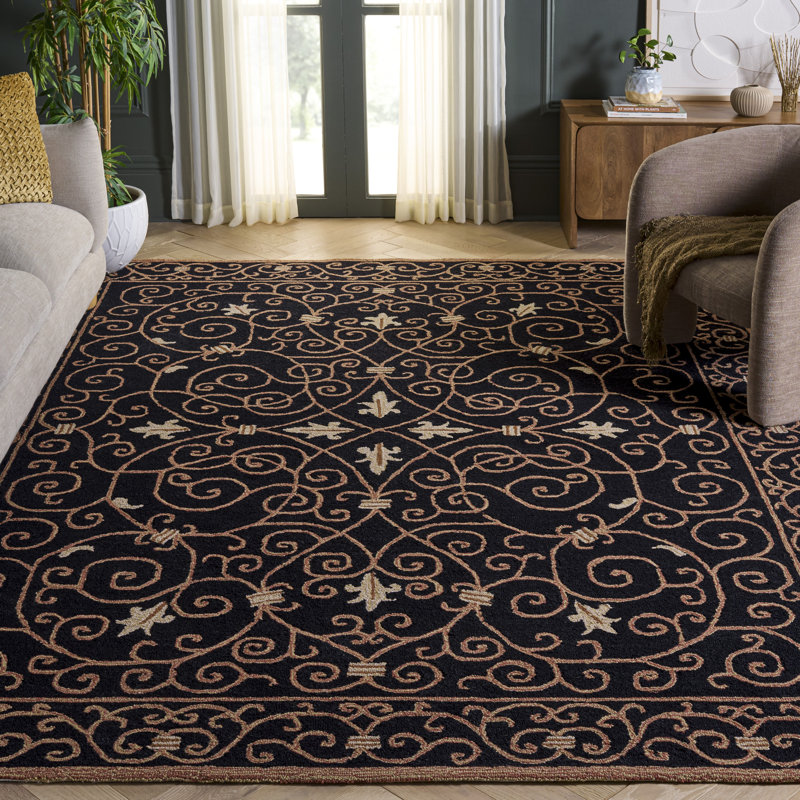 Tapis oriental en laine crocheté à la main Brayton, Rectangle 1 pi 6 po x 3 pi