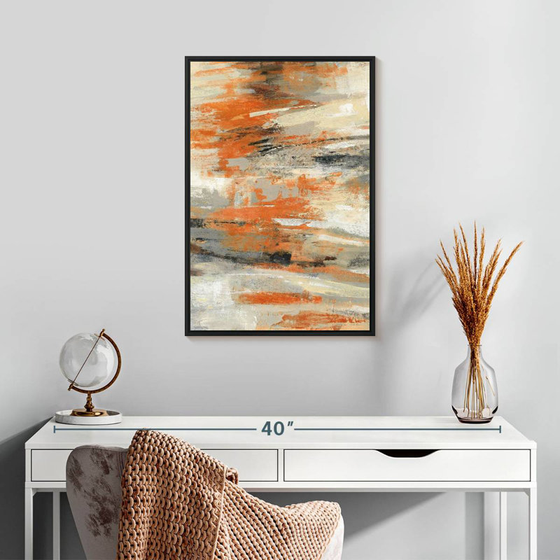 Golden Dust Orange II, Cadre flottant noir, 17 po x 25 po