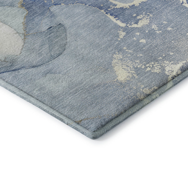 Premium Machine Washable Cerrito AMF517 Blue Rug, Rectangle 2'6" x 3'10"