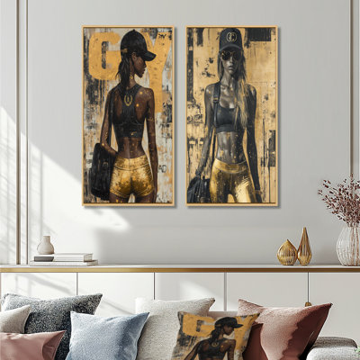 Gym Model Peak Performance I - Fashion Gym Girl Wall Art 2 Pieces Set