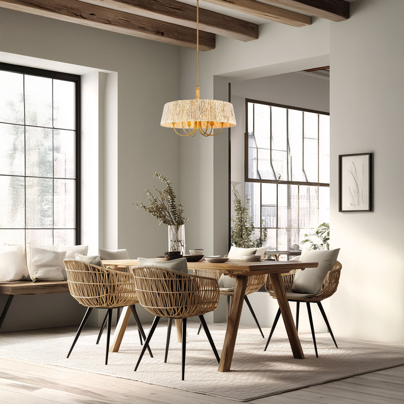 6 LIGHT PENDANT, 16.25" H X 24" W