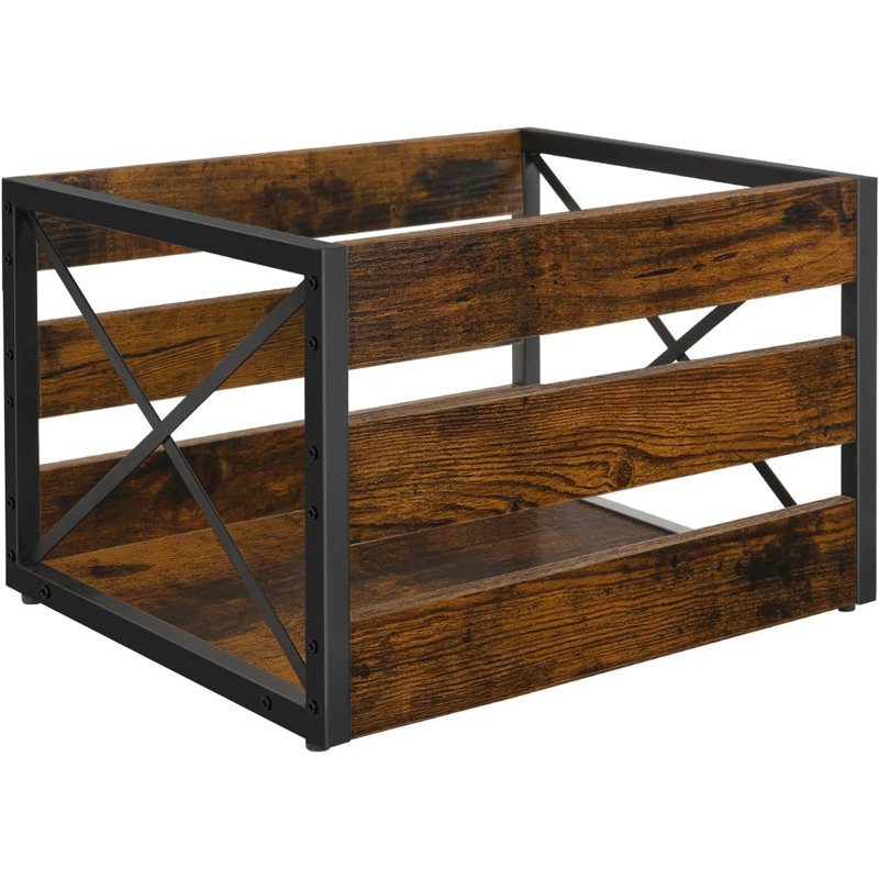 Caisse de rangement pour disques vinyles de grande capacité avec design rétro, fabrication robuste en métal et en bois, pouvant contenir plus de 80 disques, organisateur polyvalent pour les albums, les livres et plus encore