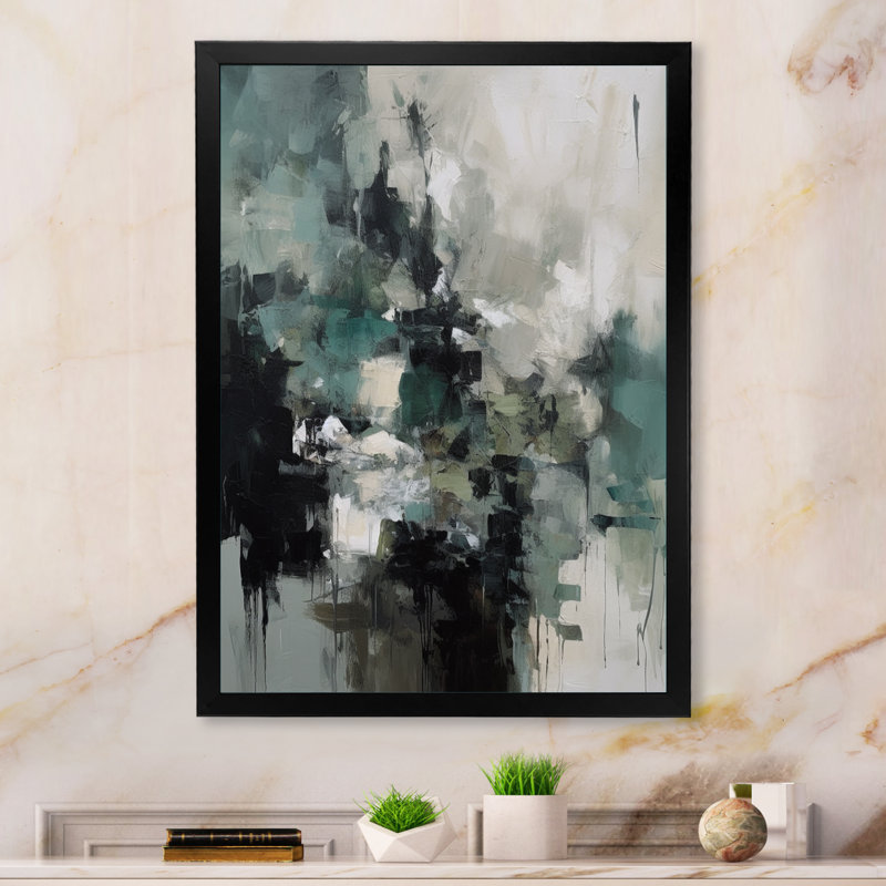 «Ferrigno Abstract Delicate Brushstroke I», reproduction sur toile, Cadre photo noir, H 20 po x l 12 po x P 1 po