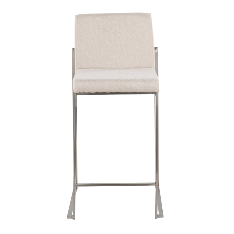Tabouret de bar et de comptoir à dossier haut Brieon (ensemble de 2), Acier inoxydable, Tabouret de comptoir "26"