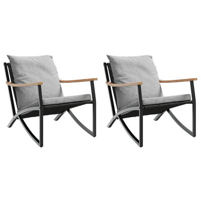 Hokku Designs Patio Chairs With Cushions 2 Pcs Black Steel