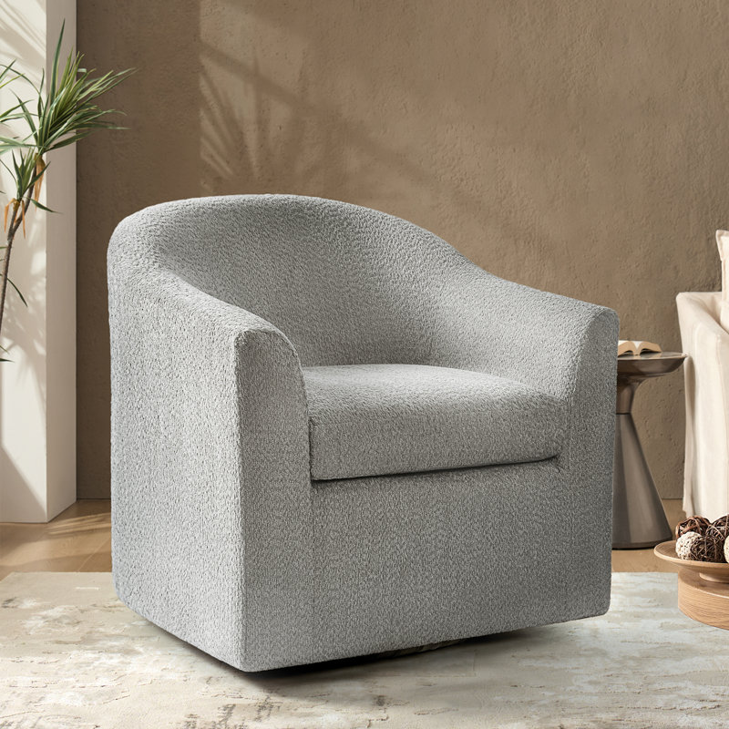 Fauteuil demi-tonneau pivotant moderne Auriya, Polyester gris
