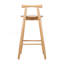 Ensemble de 2 tabourets d'intérieur en bois d'hévéa au fini naturel, idéal pour les bars à la maison, les îlots de cuisine, les cafés et les bars avec confort et style