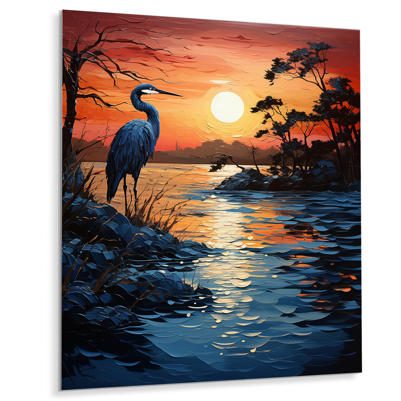 Décoration murale Heron Morning Stroll Pointillism II - Animaux, H 20 po x l 12 po x P 1 po