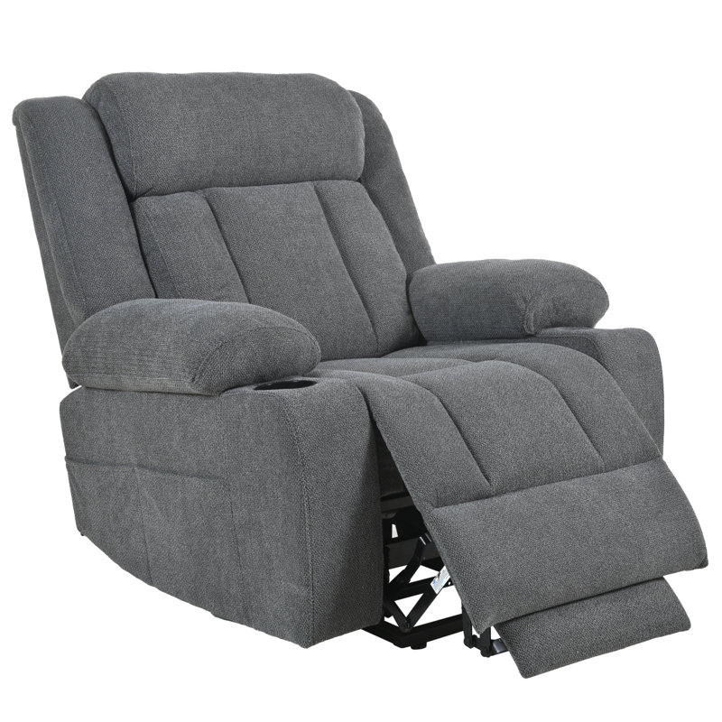 Power Lift Recliner Chair For Elderly,Fabric Lift Chairs For Living Room With Extended Footrest,Classic Single Sofa,Home Theater Seat With 2 Cup Holders,Side Pockets,Remote Control