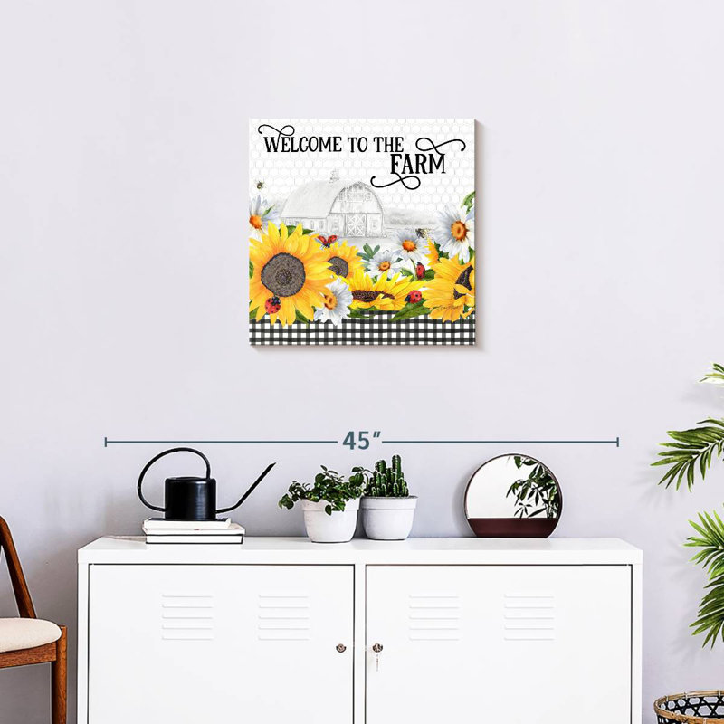 Tergel Sunflowers And Lady Bugs, 20" H x 20" W