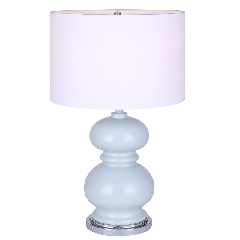Devyansh 1 Light Table Lamp With Light Blue Finish And White Shade