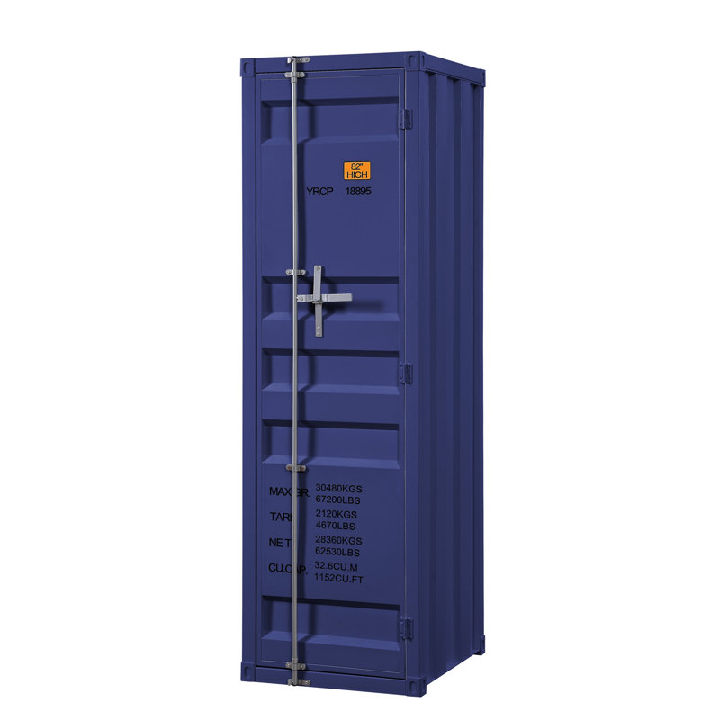 Blue Wardrobe With Full-Length Container Lock, Bleu, H 67 po x l 22 po x P 20 po