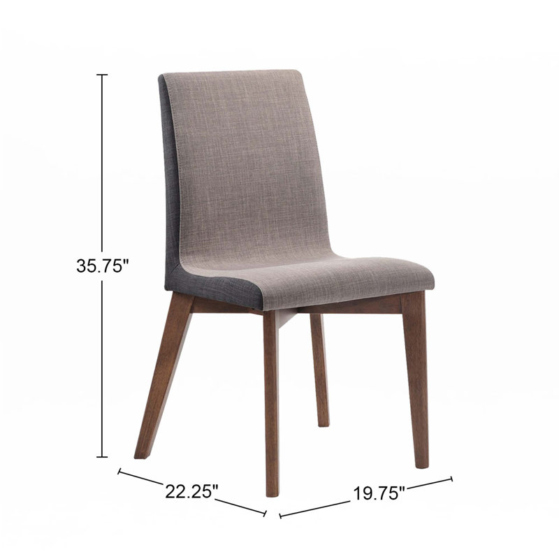 Ensemble de 2 chaises d'appoint de salle à manger rembourrées en tissu gris