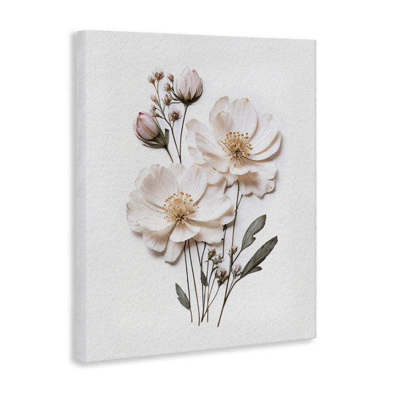 Élégante toile à fleurs pressées, design par lettré et doublé, H 20 po x l 16 po