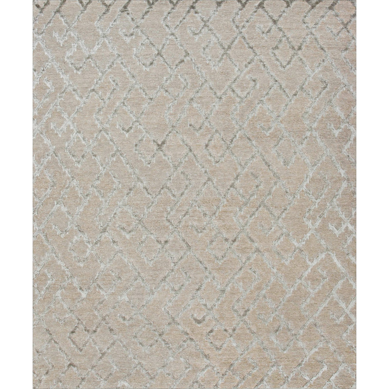 Himalayan Geometric Area Rug in Beige/Gray, Rectangle 9' x 9'8"