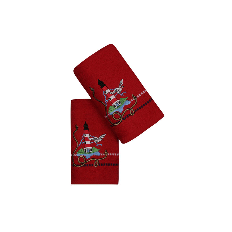 Ensemble de 2 serviettes 100% coton Metcalf, Rouge