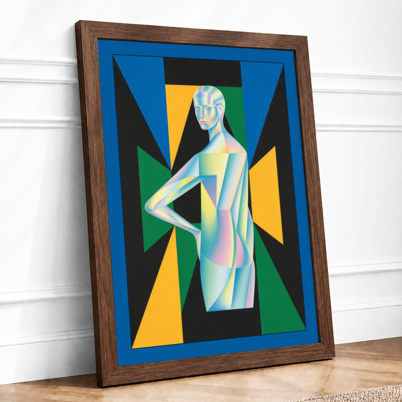 Geometric Modernist Figure Art Deco - Framed Print, Walnut, A3 - 42.0 x 29.7 cm