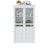 44.7X20x75inch Kitchen Pantry, Freestanding Kitchen Storage Cabinet Display Cabinet With Glass Doors And 4 Built-In Drawers For Living Room, Home Office, White-856910606