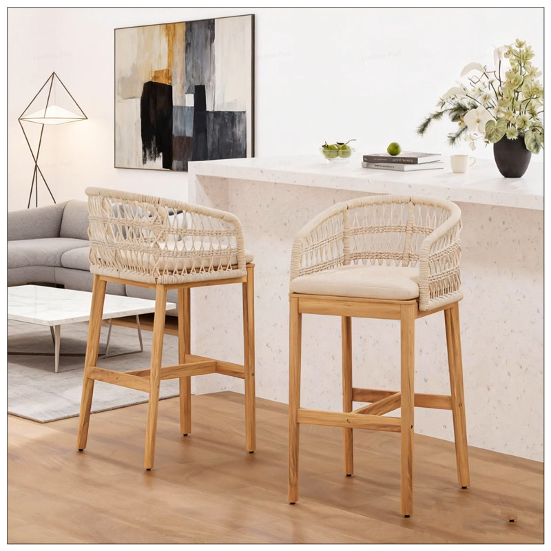 Tabouret de bar en bois et corde Laguna