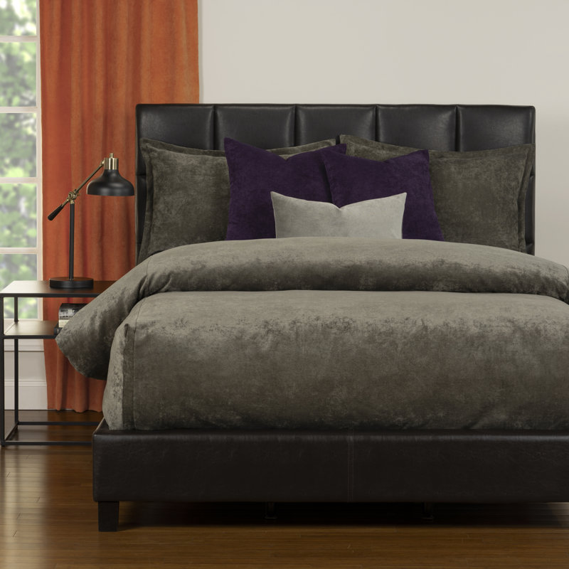 Mixology Velvet Bed Cap Comforter Set with Sewn Corners, Queen, Umber