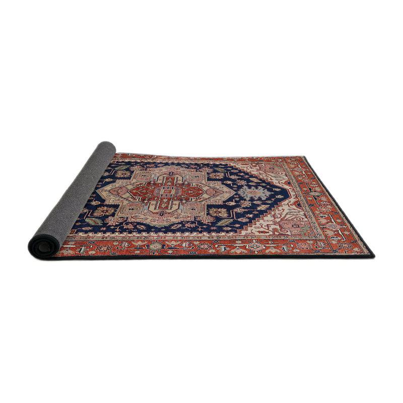 Tapis oriental orange / bleu marine, Rond 6 pi