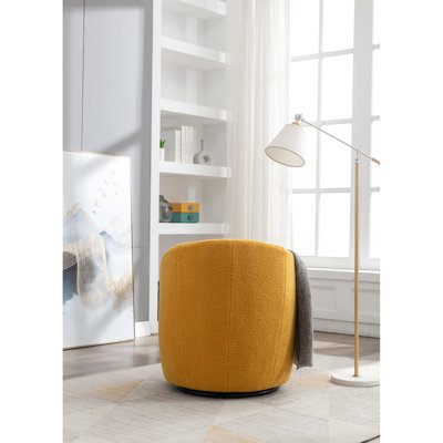 Fauteuil jaune rembourré en mousse de 25,4 po Profondeur de l'emballage et hauteur de la chaise pivotante en métal: 27,5 po