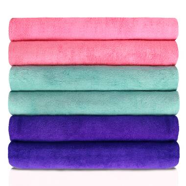 Makendy Microfiber Bath Towel Set (6 Pack, 27 x 55) - Extra Absorbent, Fast Drying & Antibacterial, Perfect for Bath, Swimming,Sports (Set of 6) LAT