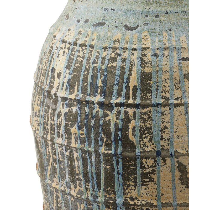 Ragusa - Large Urn Planter - Antique White, Blue Drip