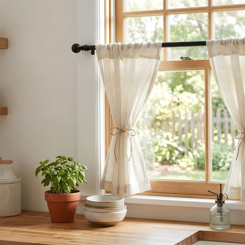 Adjustable 2cm Curtain Pole Set, Matt Black, 83 to 120cm