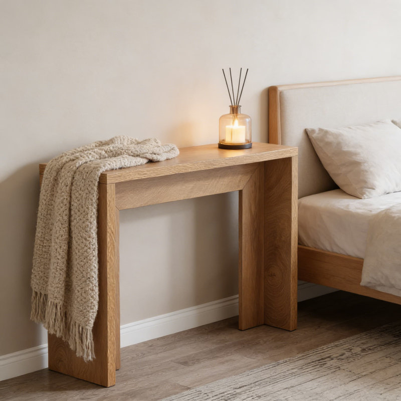 Console avec rangement Farmhouse, table de canapé étroite pour canapé derrière, support de couloir d'entrée pour le salon et l'entrée, finition brun clair