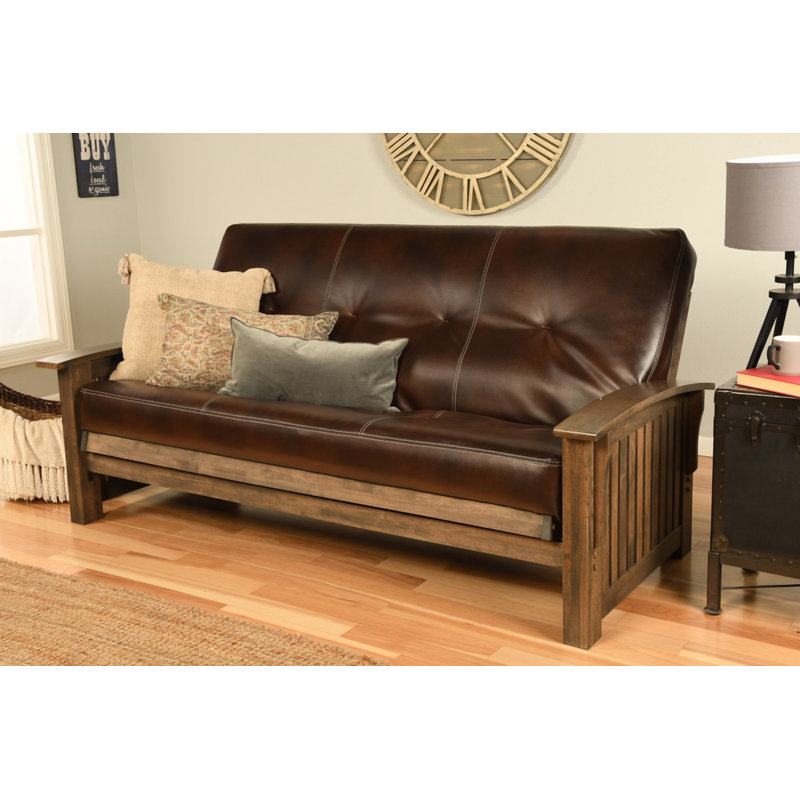 Stratford Full 83" Wide Futon Frame and Mattress, No, Oregon Trail Java