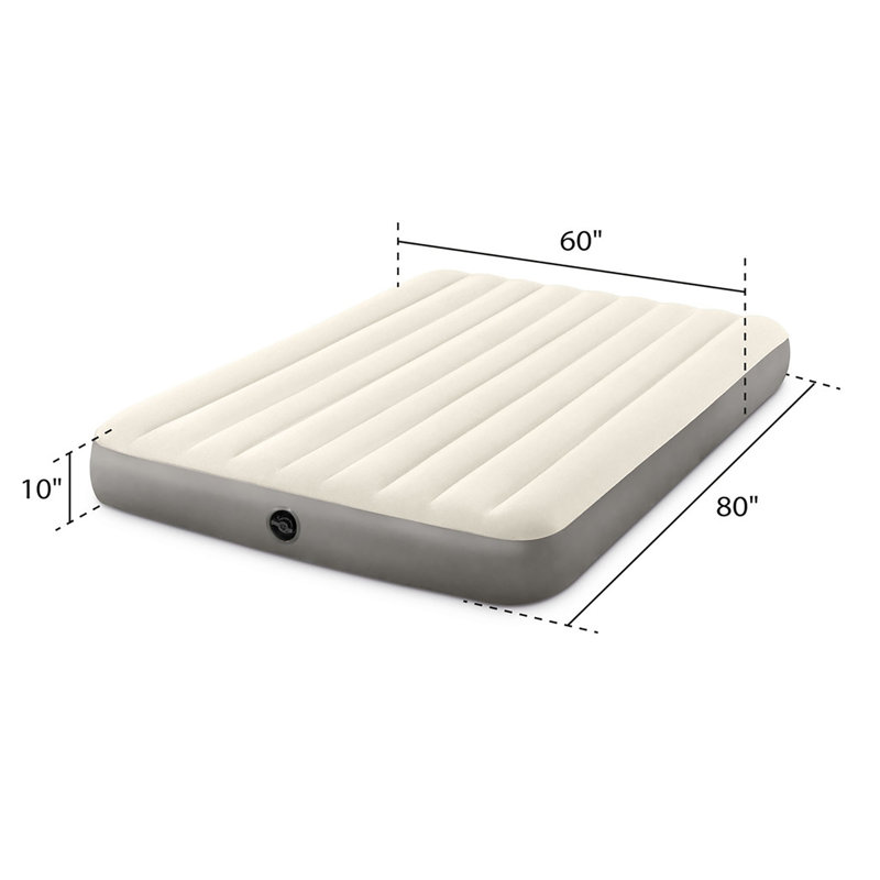 Intex: Dura-Beam: Lit pneumatique standard - Grand lit - Matelas gonflable gonflable de 10 po, simple hauteur, fibre-technologie, surface veloutée, capuchon intérieur / extérieur de 600 lb, 64103E