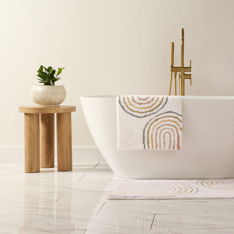 Tapis de bain 100% coton à motif arc-en-ciel, Arc-en-ciel, 34 po x 21 po