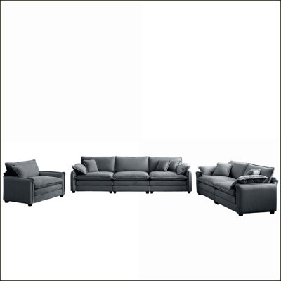 Sectional Sofas 3-Piece Oversized Set (1-Seat, 2-Seat, 3-Seat) for Living Rooms, Bedrooms | Beige | Corduroy