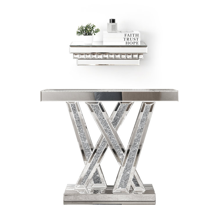 Rillamas  Mirrored Console Table Sofa Table Set