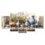 Bleu et vert Boho Pottery Rustic Charm - Boho Pottery Wall Art Living Room