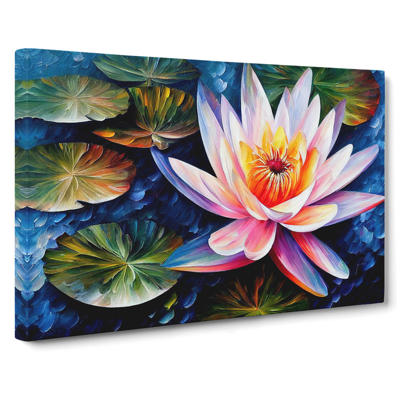 Painted Water Lily Flower Abstract - Wrapped Canvas, 50cm H x 76cm W x 3cm D