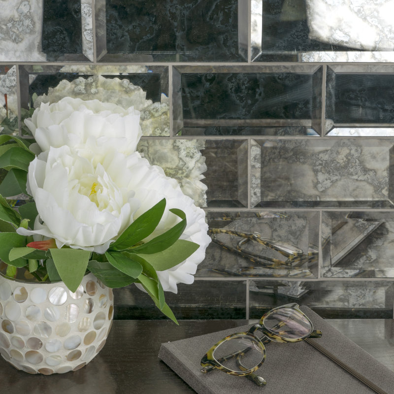 Lustre Beveled 3" x 6" Pressed Glass Singular Subway Tile