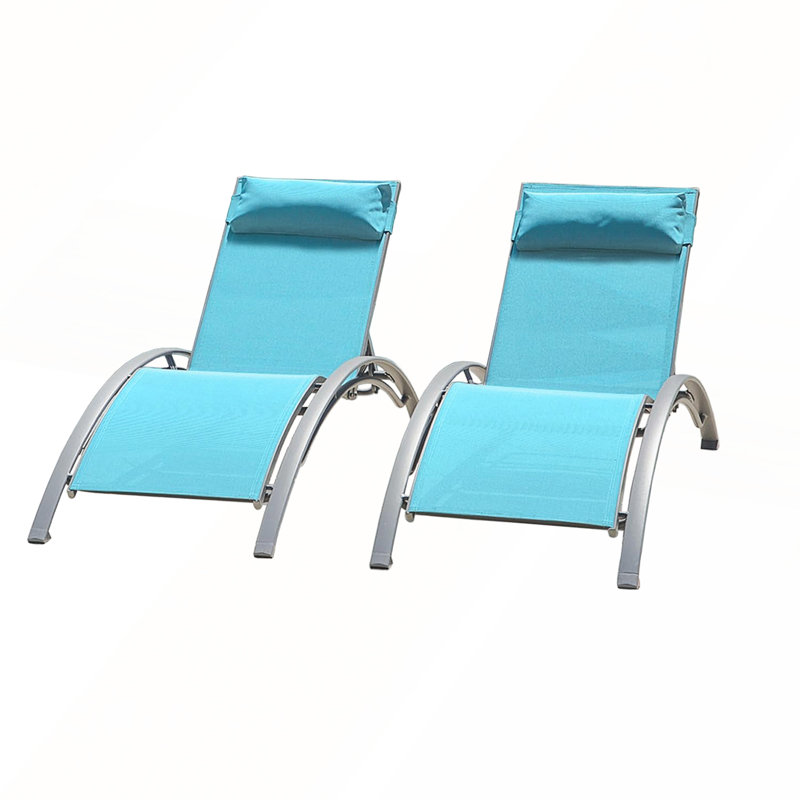 Ensemble de 2 chaises longues durables pour la détente et le confort extérieur., Bleu