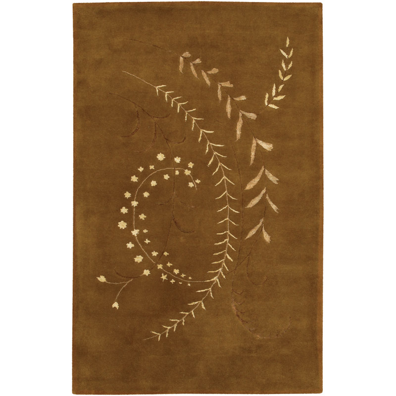 Tapis brun en laine touffeté à la main Ellenton, Rectangulaire 2 pi x 3 pi